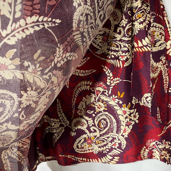 Talbots Burgundy and Cream Paisley Midi Skirt‎ - Picture 2 of 4